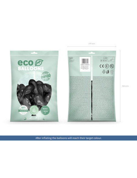 Balony Eco 30cm metalizowane, czarny (1 op. / 100 szt.)
