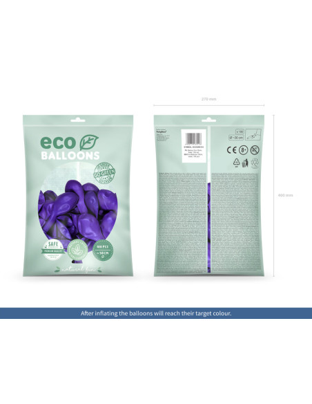 Balony Eco 30cm metalizowane, fiolet (1 op. / 100 szt.)
