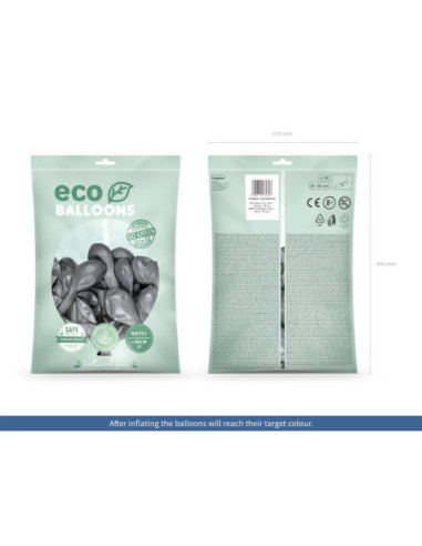 Balony Eco 30cm metalizowane, srebrny (1 op. / 100 szt.)