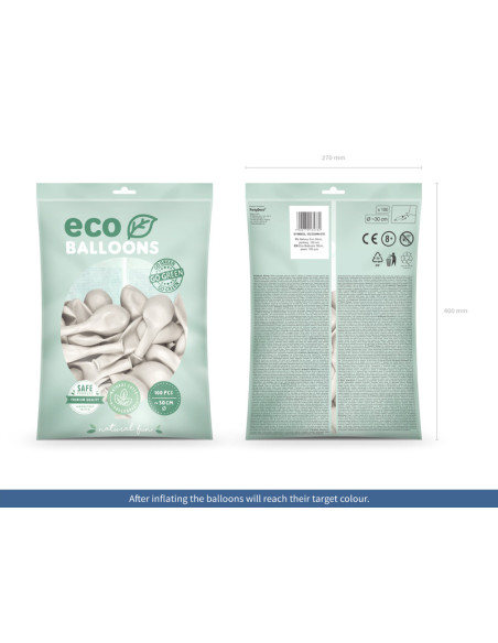 Balony Eco 30cm metalizowane, perłowy (1 op. / 100 szt.)
