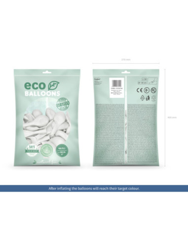 Balony Eco 30cm pastelowe, biały (1 op. / 100 szt.)