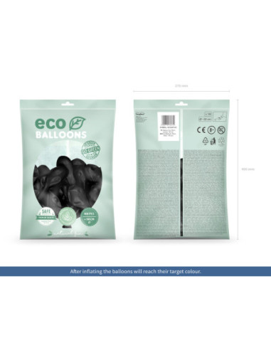 Balony Eco 30cm pastelowe, czarny (1 op. / 100 szt.)
