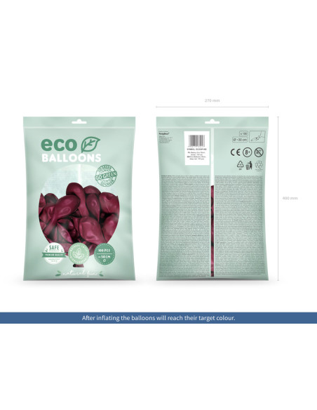 Balony Eco 30cm pastelowe, bordo (1 op. / 100 szt.)