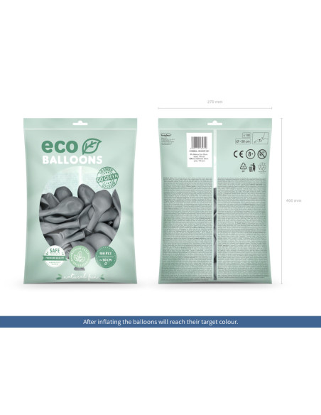 Balony Eco 30cm pastelowe, szary (1 op. / 100 szt.)
