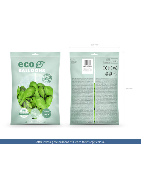 Balony Eco 30cm pastelowe, zielone jabłuszko (1 op. / 100 szt.)