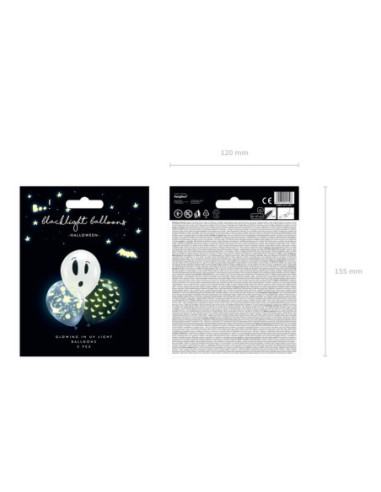 Balony UV 27cm, BOO!, mix (1 op. / 3 szt.)