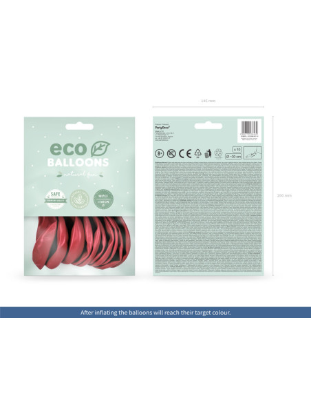 Balony Eco 30cm metalizowane, czerwony (1 op. / 10 szt.)
