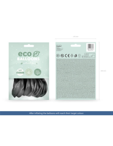 Balony Eco 30cm metalizowane, czarny (1 op. / 10 szt.)