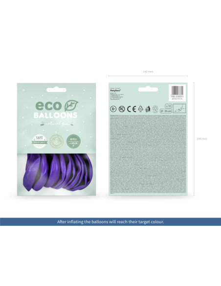 Balony Eco 30cm metalizowane, fiolet (1 op. / 10 szt.)