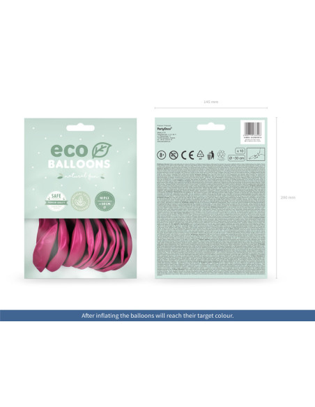 Balony Eco 30cm metalizowane, fuksja (1 op. / 10 szt.)